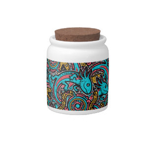 Aztec Axolotl Xolotl Tribal Pattern mythology boho Candy Jar