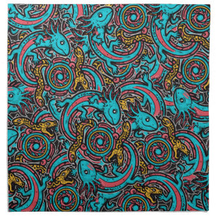 Aztec Axolotl Xolotl Tribal Pattern mythology boho Cloth Napkin