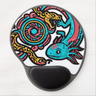 Aztec Axolotl Xolotl Tribal Pattern mythology boho Gel Mouse Pad