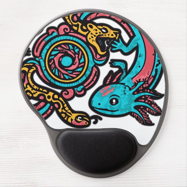 Aztec Axolotl Xolotl Tribal Pattern mythology boho Gel Mouse Pad (Front)
