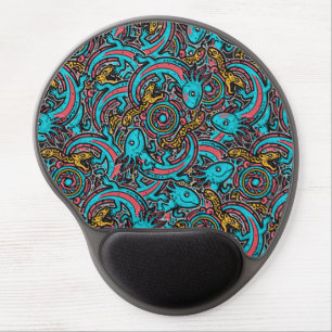 Aztec Axolotl Xolotl Tribal Pattern mythology boho Gel Mouse Pad