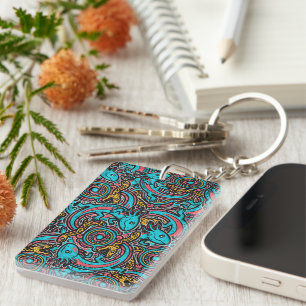 Aztec Axolotl Xolotl Tribal Pattern mythology boho Keychain