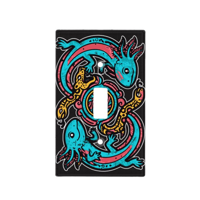 Aztec Axolotl Xolotl Tribal Pattern mythology boho Light Switch Cover (Front)
