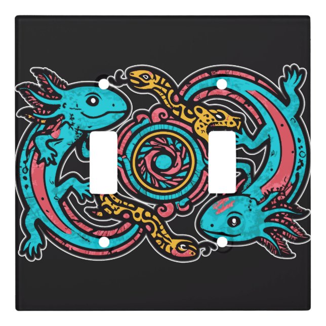 Aztec Axolotl Xolotl Tribal Pattern mythology boho Light Switch Cover (Front)