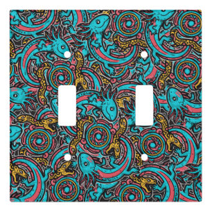 Aztec Axolotl Xolotl Tribal Pattern mythology boho Light Switch Cover