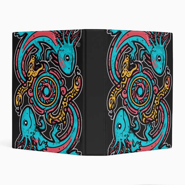 Aztec Axolotl Xolotl Tribal Pattern mythology boho Mini Binder (Background)