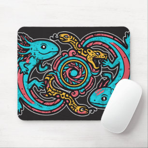 Aztec Axolotl Xolotl Tribal Pattern mythology boho Mouse Pad