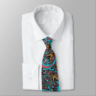 Aztec Axolotl Xolotl Tribal Pattern mythology boho Neck Tie