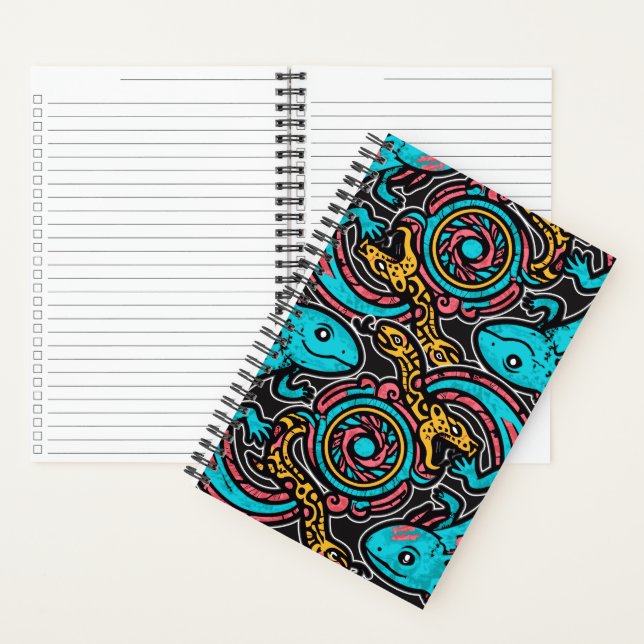 Aztec Axolotl Xolotl Tribal Pattern mythology boho Notebook (Inside)