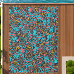 Aztec Axolotl Xolotl Tribal Pattern mythology boho Outdoor Rug