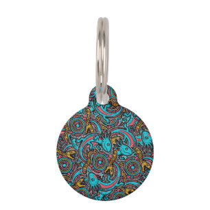 Aztec Axolotl Xolotl Tribal Pattern mythology boho Pet ID Tag