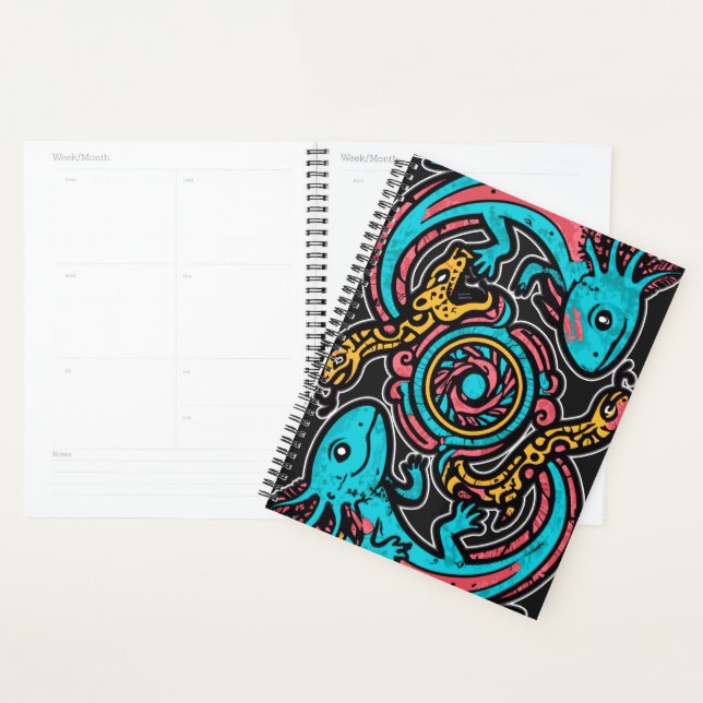 Aztec Axolotl Xolotl Tribal Pattern mythology boho Planner (Display)