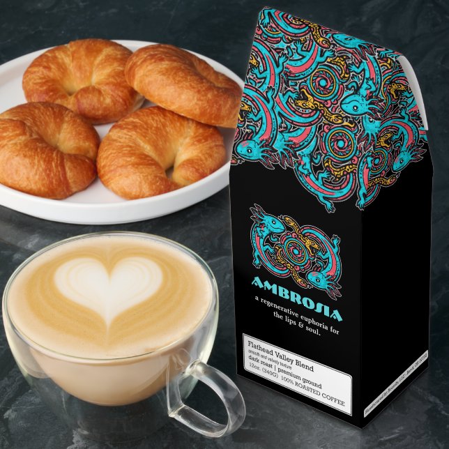 Aztec Axolotl Xolotl Tribal Pattern mythology boho Roasted Coffee (Breakfast)
