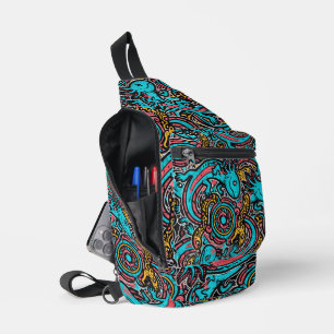 Aztec Axolotl Xolotl Tribal Pattern mythology boho Sling Bag