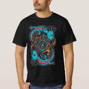 Aztec Axolotl Xolotl Tribal Pattern mythology boho T-Shirt