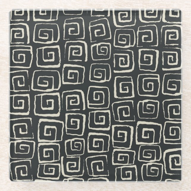 Aztec Background Vintage Retro Pattern Glass Coaster (Front)