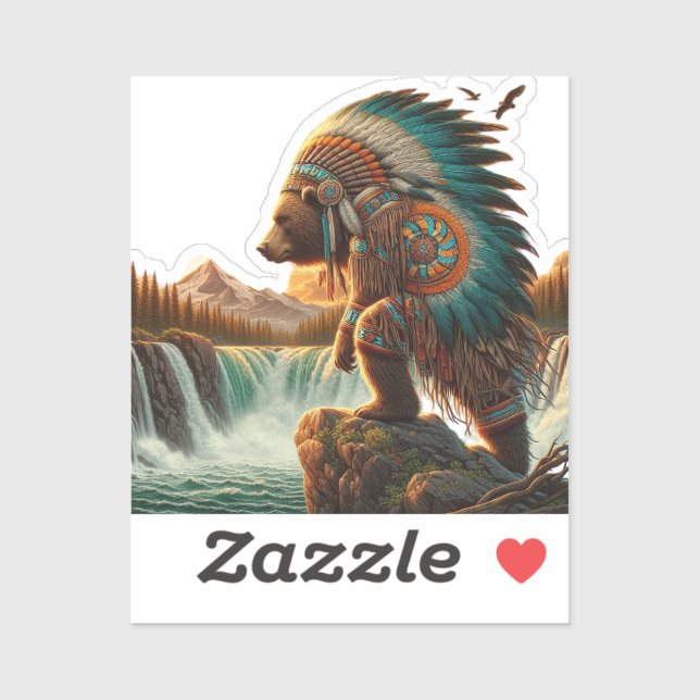 Aztec Bear Warrior  Sticker (Sheet)