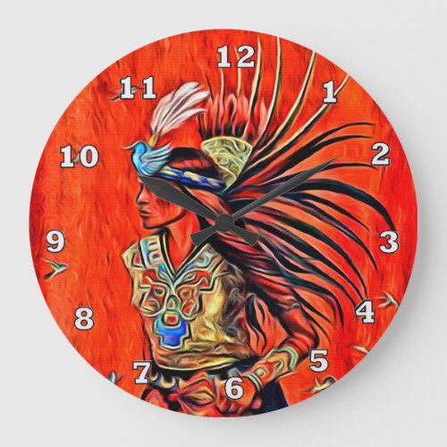 Aztec Bird Dancer Native American Clock