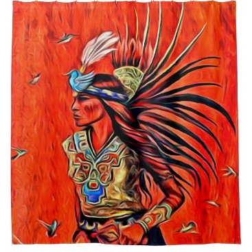 Aztec Bird Dancer Native American Shower Curtain Aztec Bird Dancer Native American Shower Curtain