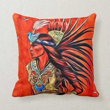 Aztec Bird Dancer Native American Throw Pillow Aztec Bird Dancer Native American Throw Pillow