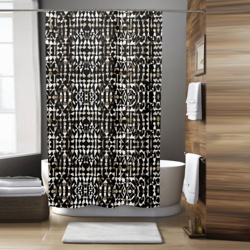 Aztec Black Boho Shower Curtain