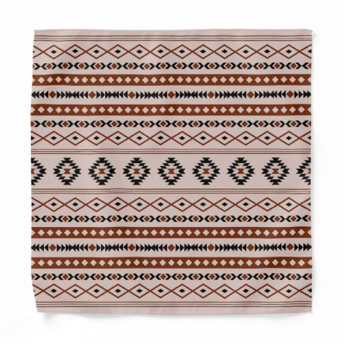 Aztec Black Browns Taupe Mixed Motifs Pattern Bandana