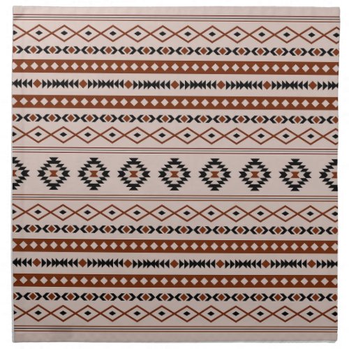 Aztec Black Browns Taupe Mixed Motifs Pattern Cloth Napkin
