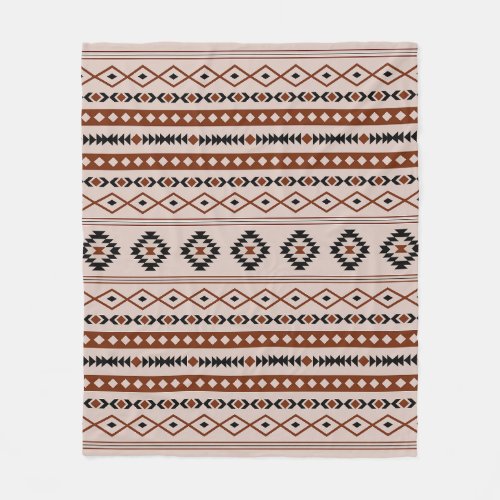 Aztec Black Browns Taupe Mixed Motifs Pattern Fleece Blanket