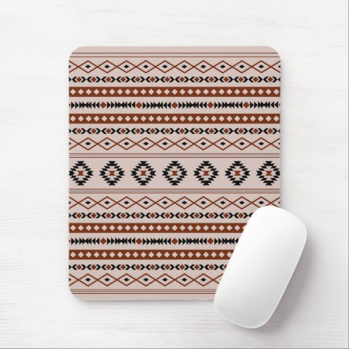 Aztec Black Browns Taupe Mixed Motifs Pattern Mouse Pad