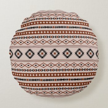 Aztec Black Browns Taupe Mixed Motifs Pattern Round Pillow by NataliePaskellDesign at Zazzle