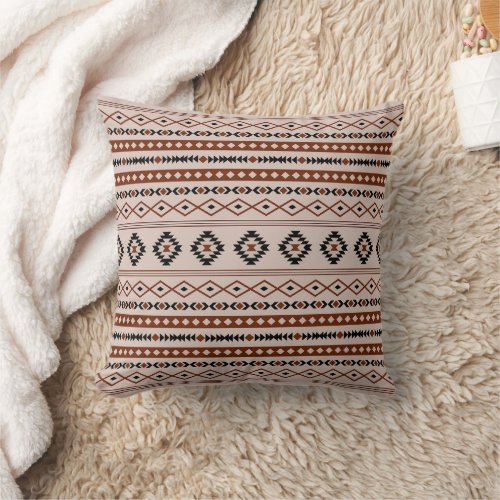 Aztec Black Browns Taupe Mixed Motifs Pattern Throw Pillow