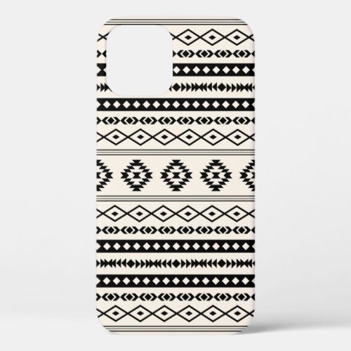 Aztec Black on Cream Mixed Motifs Pattern Case_Mat iPhone 12 Pro Case