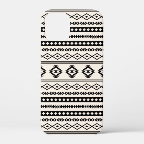 Aztec Black on Cream Mixed Motifs Pattern Case_Mat iPhone 12 Mini Case