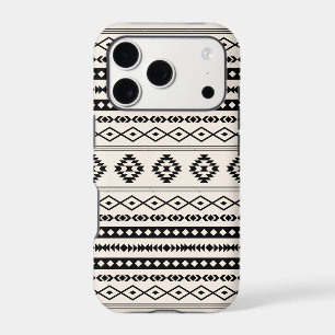 Aztec Black on Cream Mixed Motifs Pattern iPhone 17 Pro Case
