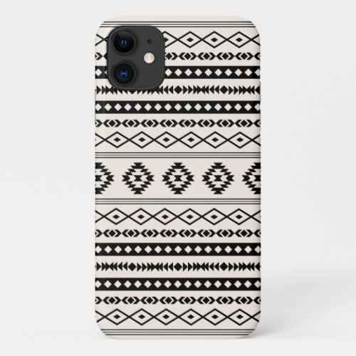 Aztec Black on Cream Mixed Motifs Pattern iPhone 11 Case