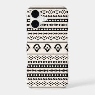 Aztec Black on Cream Mixed Motifs Pattern iPhone 17 Case