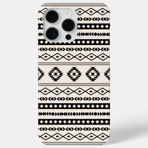 Aztec Black on Cream Mixed Motifs Pattern iPhone 15 Pro Max Case