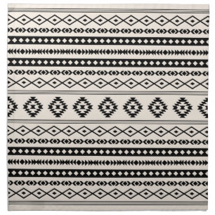 Aztec Black on Cream Mixed Motifs Pattern Cloth Napkin