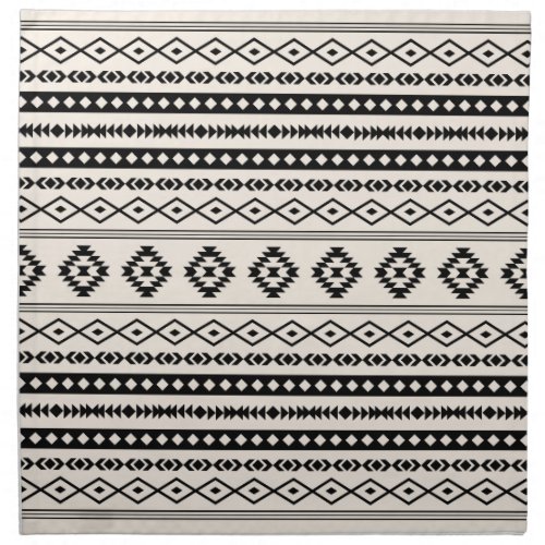 Aztec Black on Cream Mixed Motifs Pattern Cloth Napkin