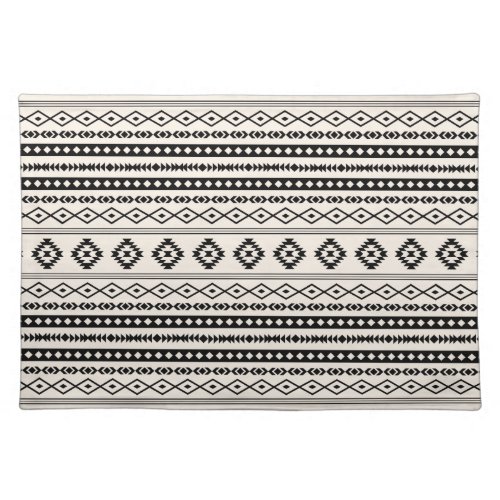 Aztec Black on Cream Mixed Motifs Pattern Cloth Placemat