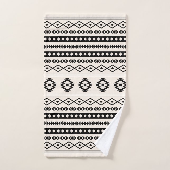 Aztec Black on Cream Mixed Motifs Pattern Hand Towel (Hand Towel)
