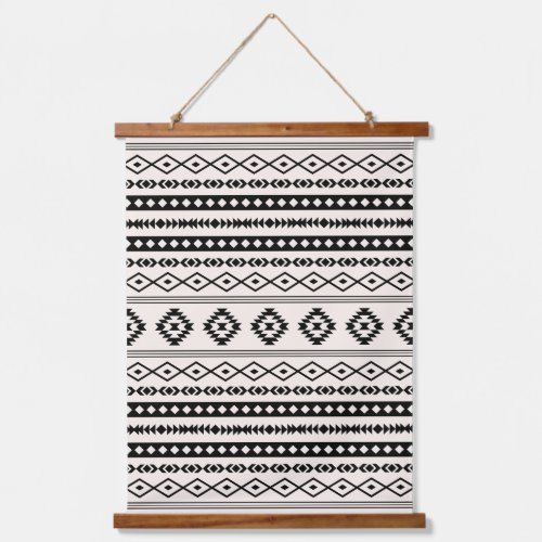 Aztec Black on Cream Mixed Motifs Pattern Hanging Tapestry