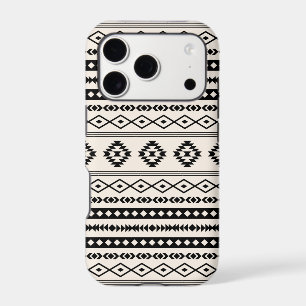 Aztec Black on Cream Mixed Motifs Pattern iPhone 17 Pro Case