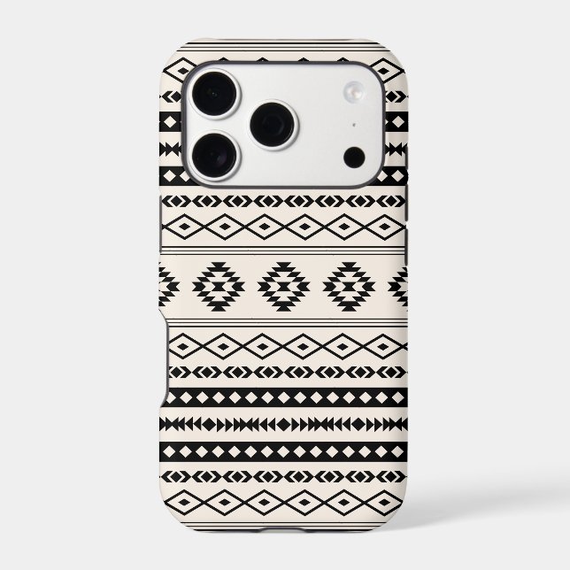 Aztec Black on Cream Mixed Motifs Pattern iPhone Case (Back)