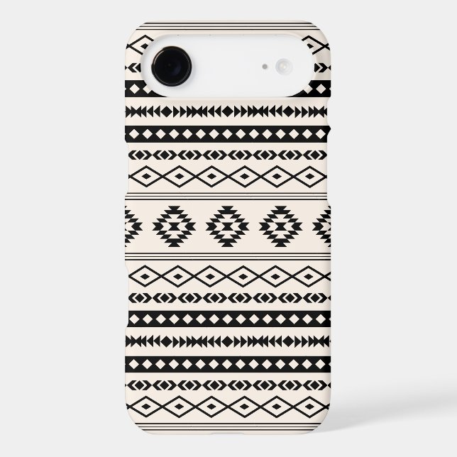 Aztec Black on Cream Mixed Motifs Pattern iPhone Case (Back)