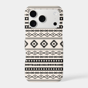 Aztec Black on Cream Mixed Motifs Pattern iPhone 17 Pro Case