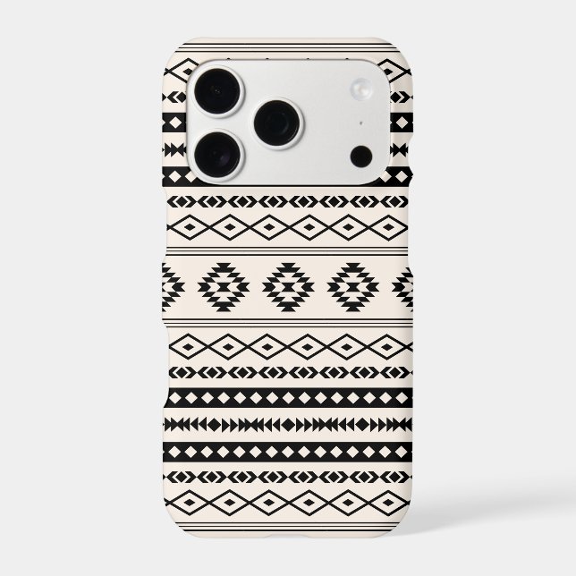 Aztec Black on Cream Mixed Motifs Pattern iPhone Case (Back)