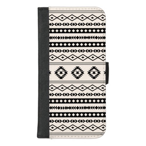 Aztec Black on Cream Mixed Motifs Pattern iPhone 87 Plus Wallet Case