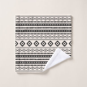 Aztec Black on Cream Mixed Motifs Pattern Wash Cloth