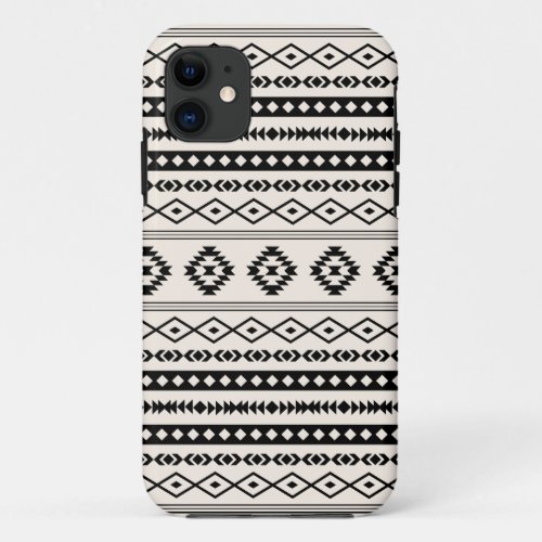 Aztec Black on Cream Mixed Pattern iPhone 11 Case